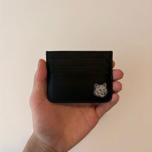MAISON KITSUNE Black Card Holder with Fox Emblem